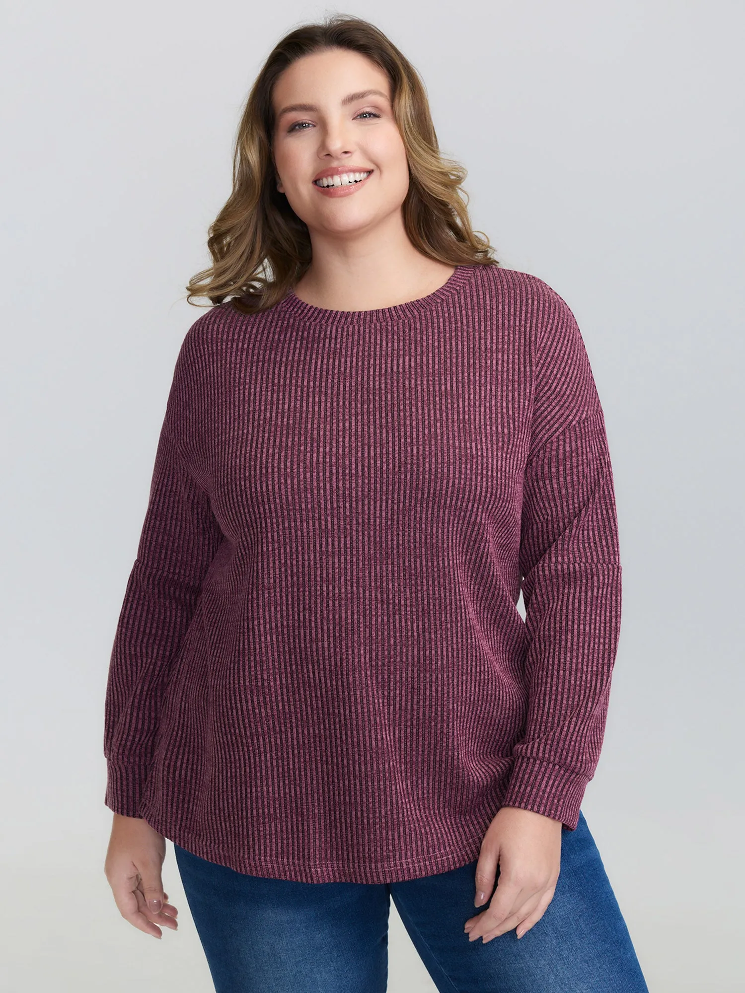 Textured Round Neck Drop Shoulder T-Shirt sold by Bloomchic