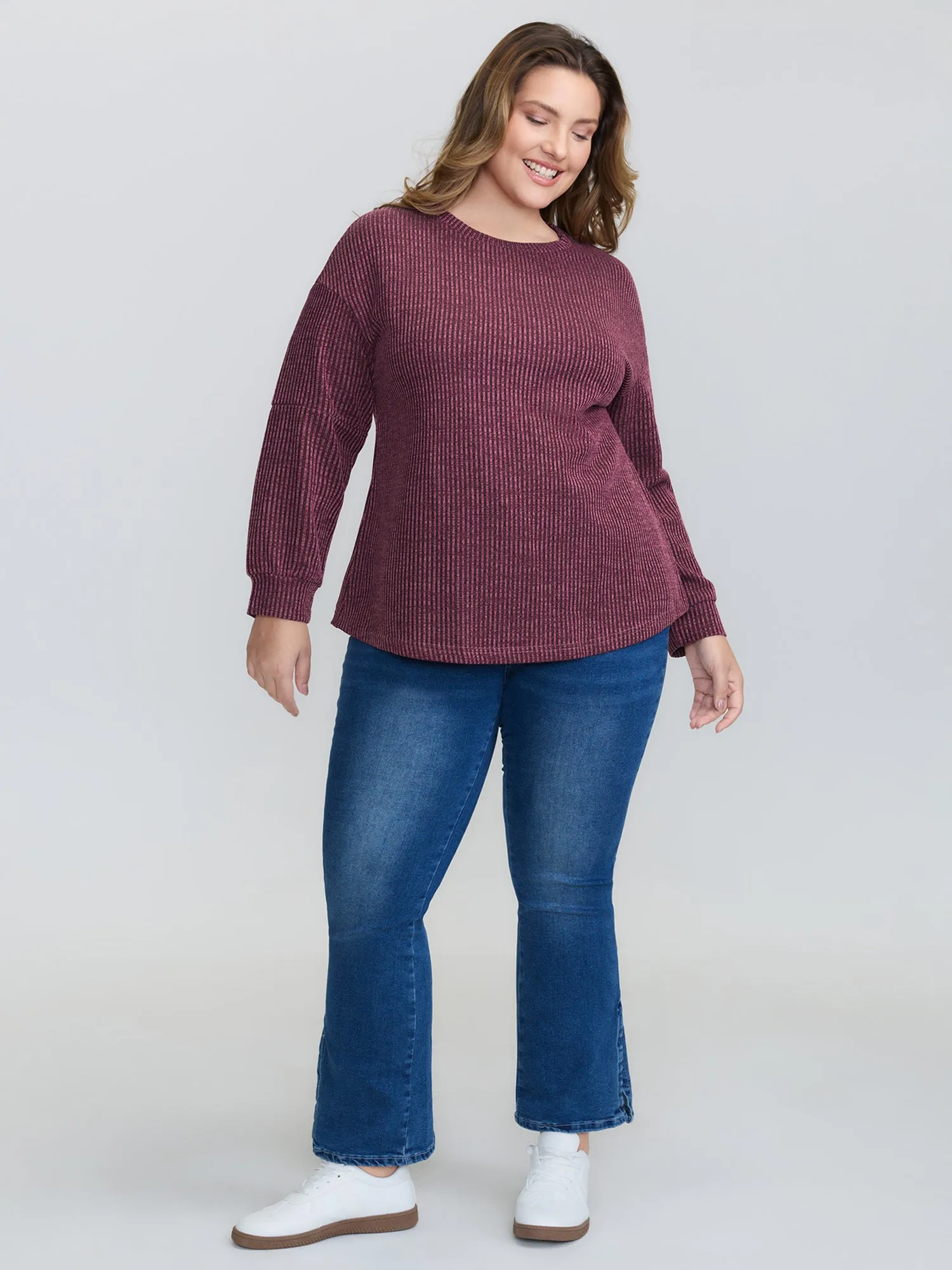 Textured Round Neck Drop Shoulder T-Shirt sold by Bloomchic product image thumbnail 2