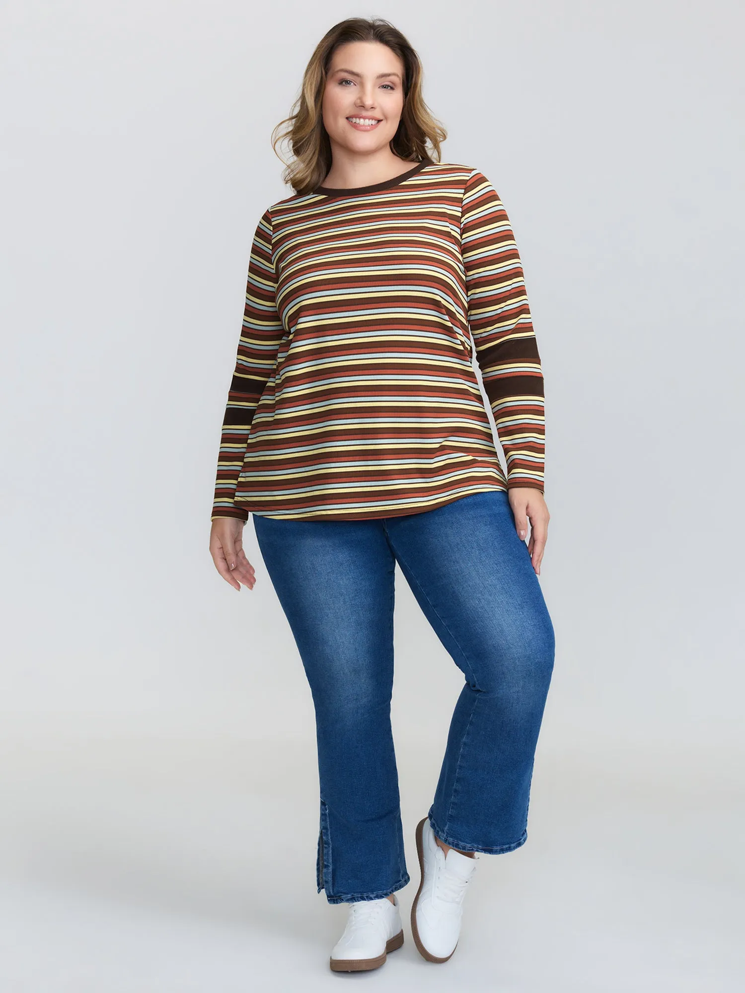 Stripe Color Contrast Round Neck T-Shirt sold by Bloomchic product image thumbnail 3