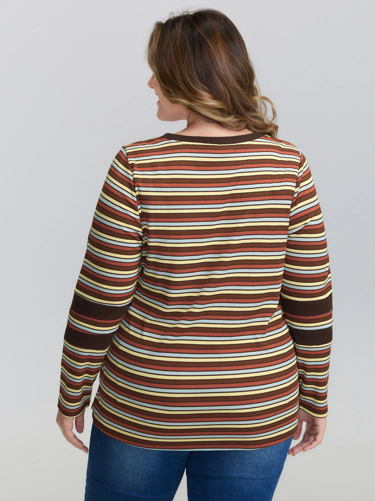 Stripe Color Contrast Round Neck T-Shirt sold by Bloomchic product image thumbnail 4