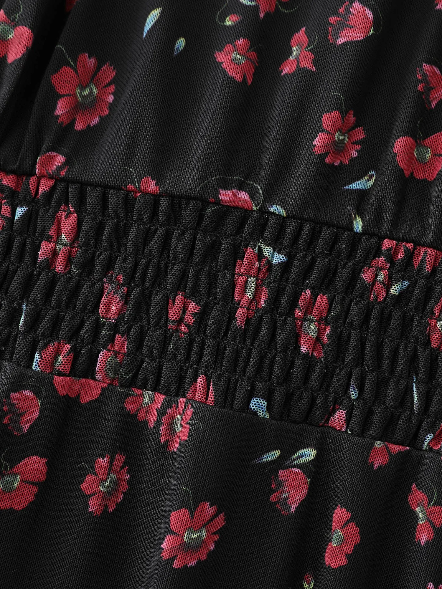 Floral Print Mesh Cinched-Waist Blouse sold by Bloomchic product image thumbnail 5