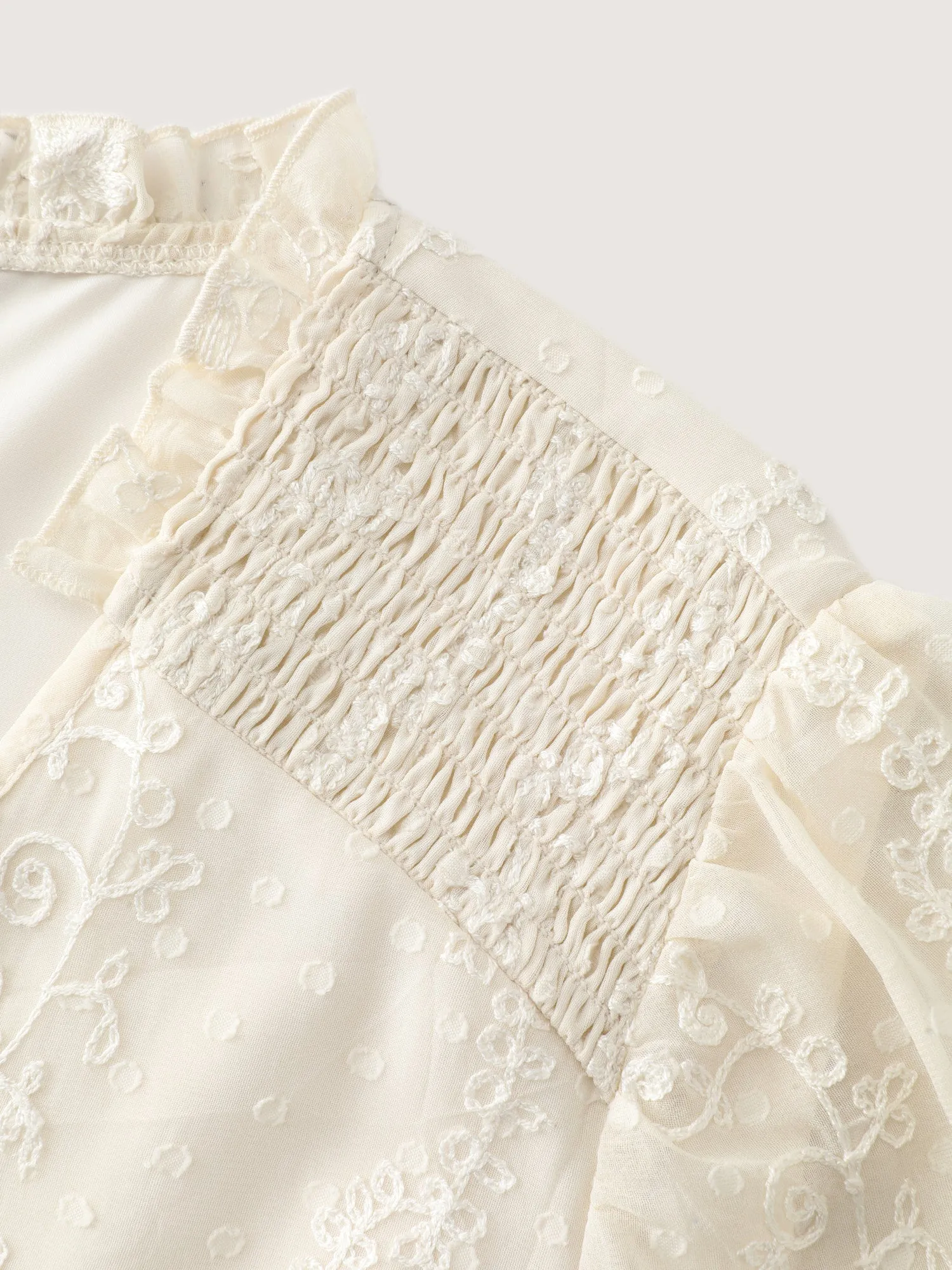 Floral Embroidery Shirred Waist Blouse sold by Bloomchic product image thumbnail 5