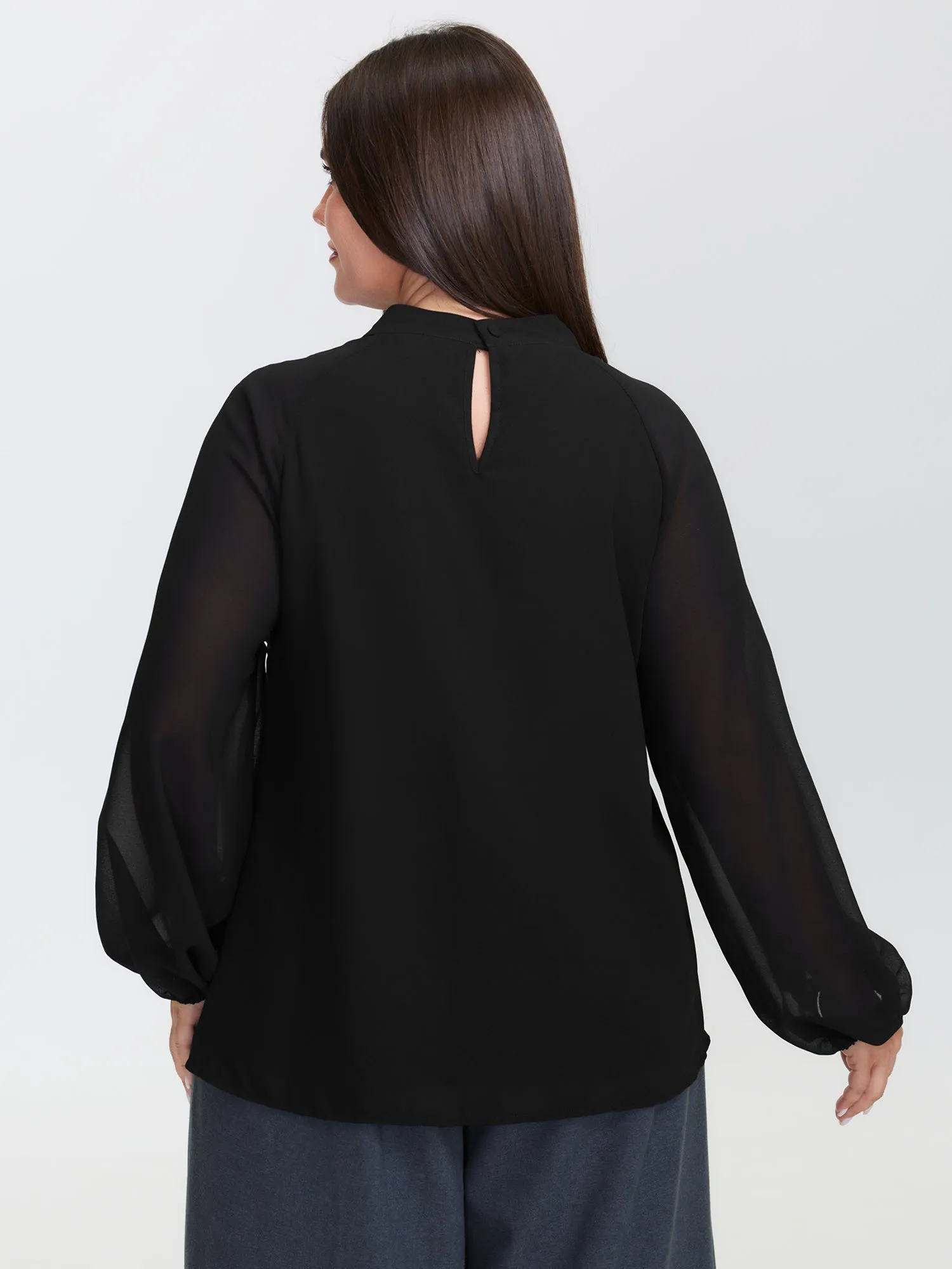 Metal Detail Neckline Flowy Blouse sold by Bloomchic product image thumbnail 4
