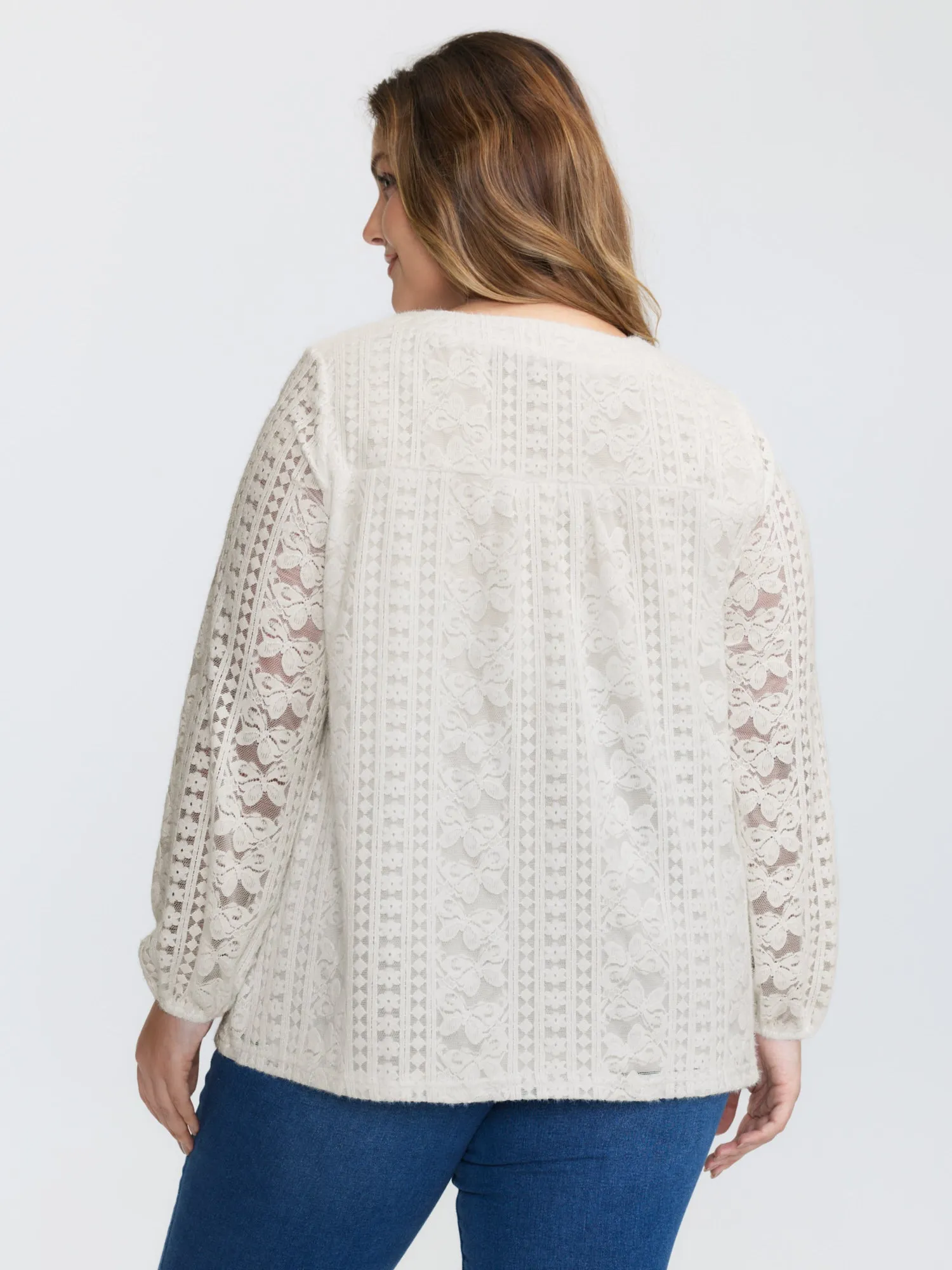 Textured Lace Neck Tie-Up Blouse sold by Bloomchic product image thumbnail 4