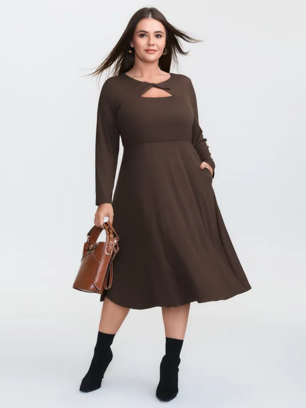 Supersoft Twisted Knot Cut-Out Midi Dress sold by Bloomchic
