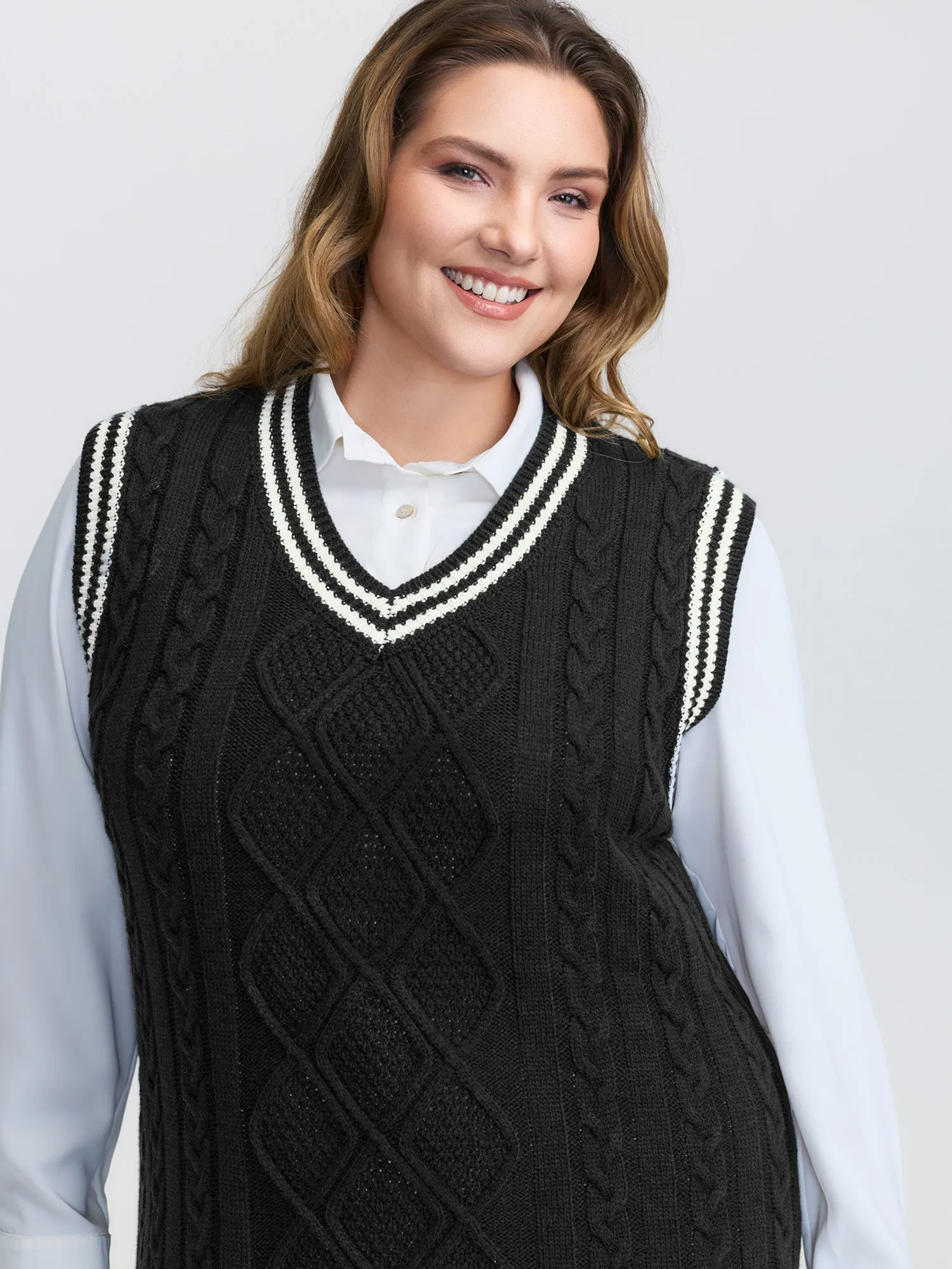 Textured Stripe Pinafore Mini Sweater Dress sold by Bloomchic product image thumbnail 2