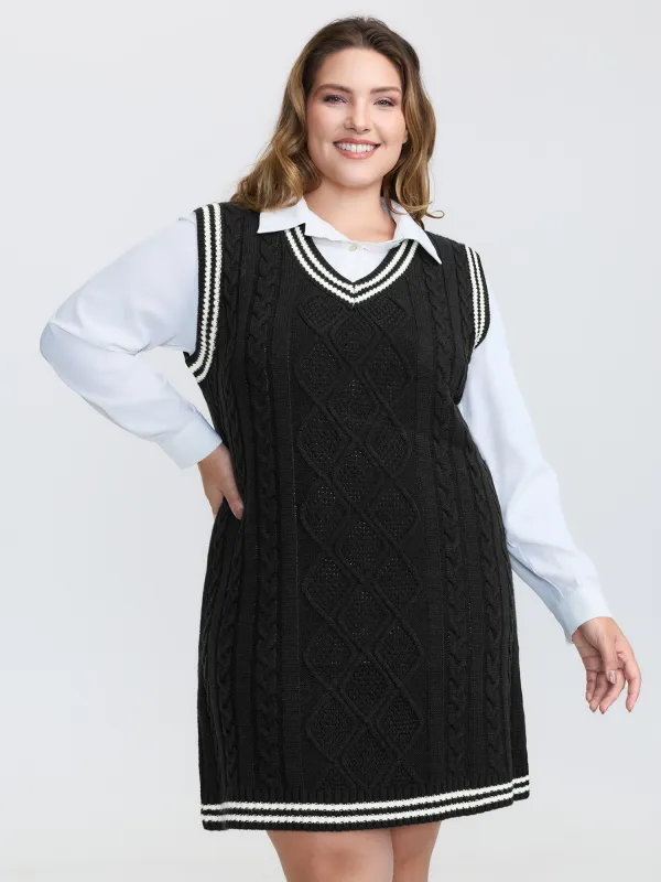 Textured Stripe Pinafore Mini Sweater Dress made by Bloomchic