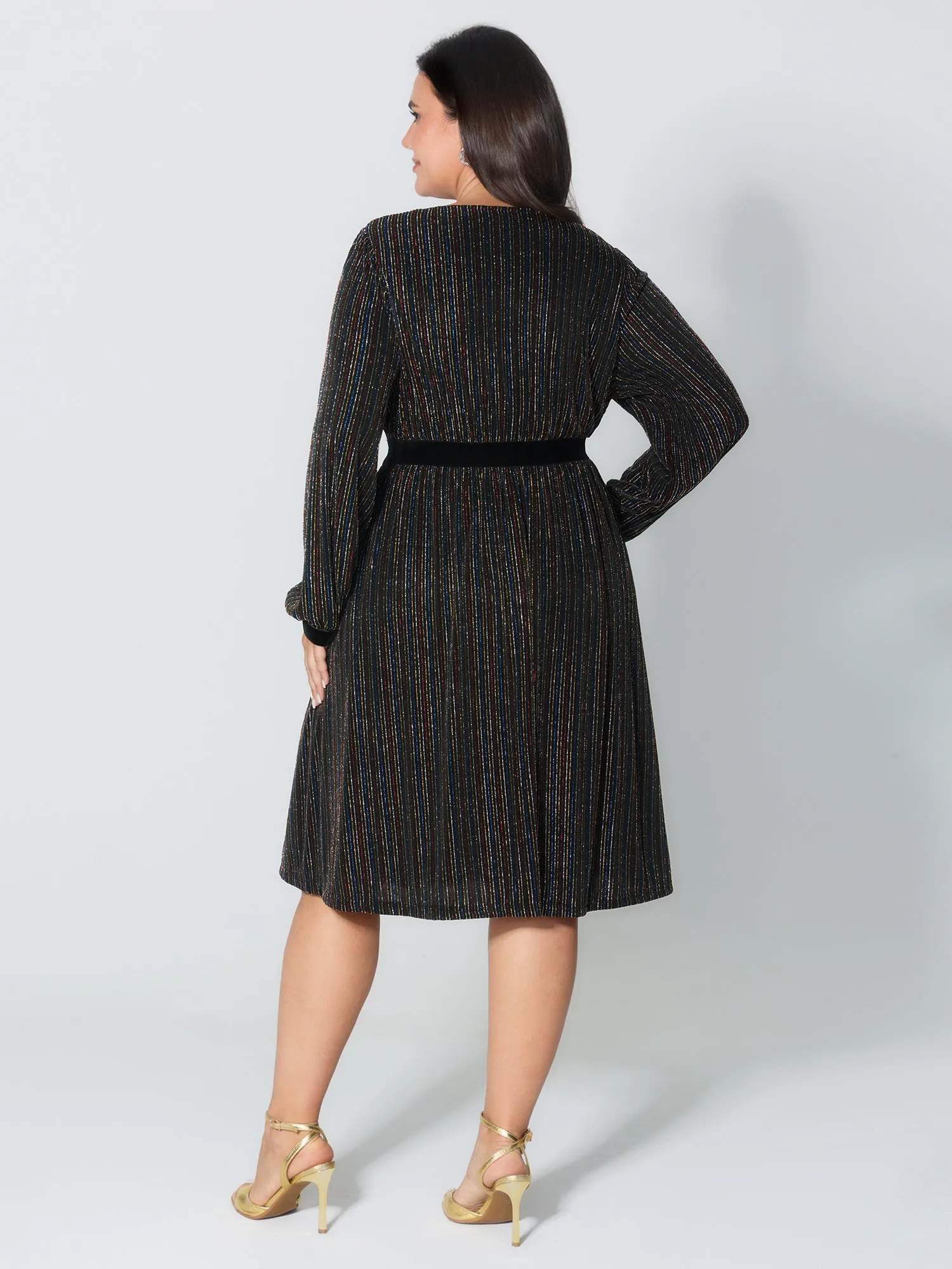 Striped Surplice Neckline Flowy Midi Dress sold by Bloomchic product image thumbnail 4