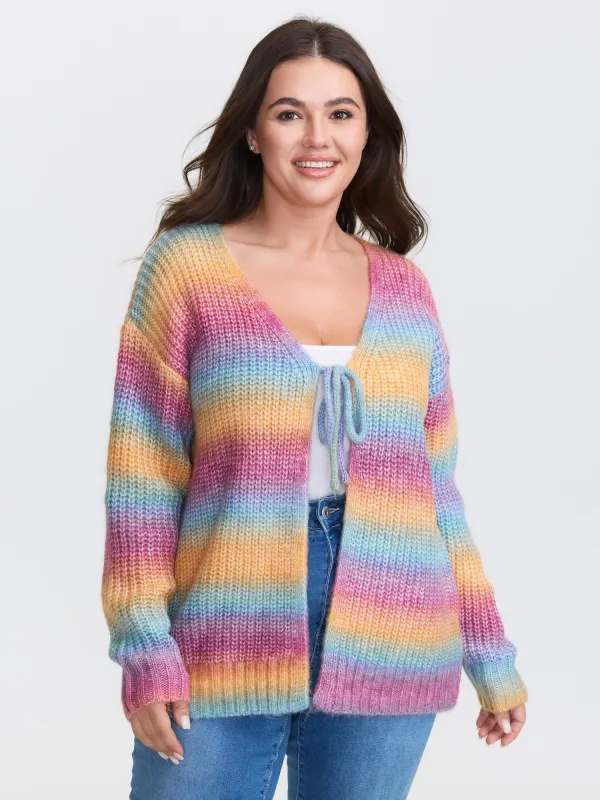 Colorful Front-Tie Heather Knit Cardigan sold by Bloomchic