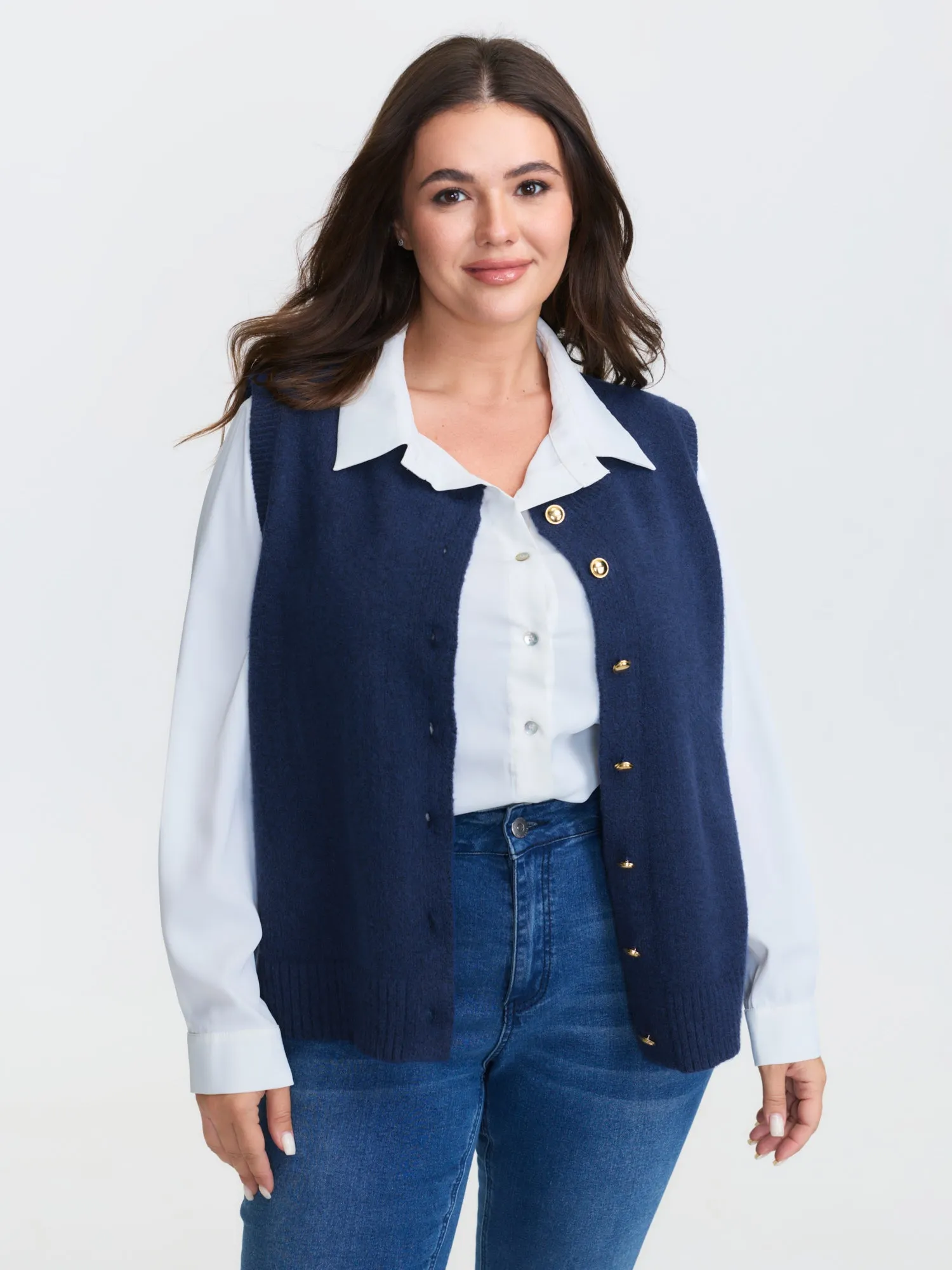 Metallic Button Detail Knit Vest sold by Bloomchic product image thumbnail 2