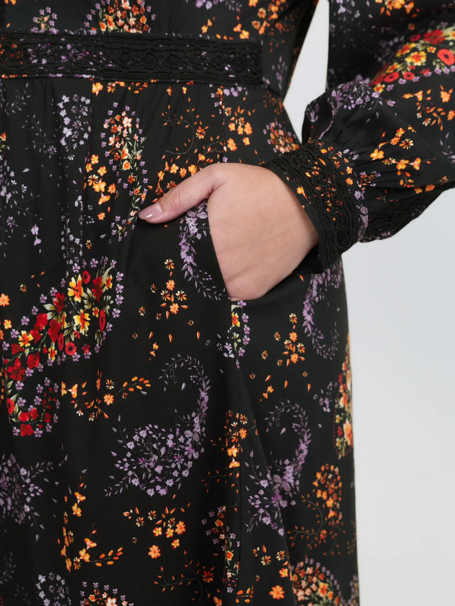 Floral Print Button V-Neck Midi Dress sold by Bloomchic product image thumbnail 4