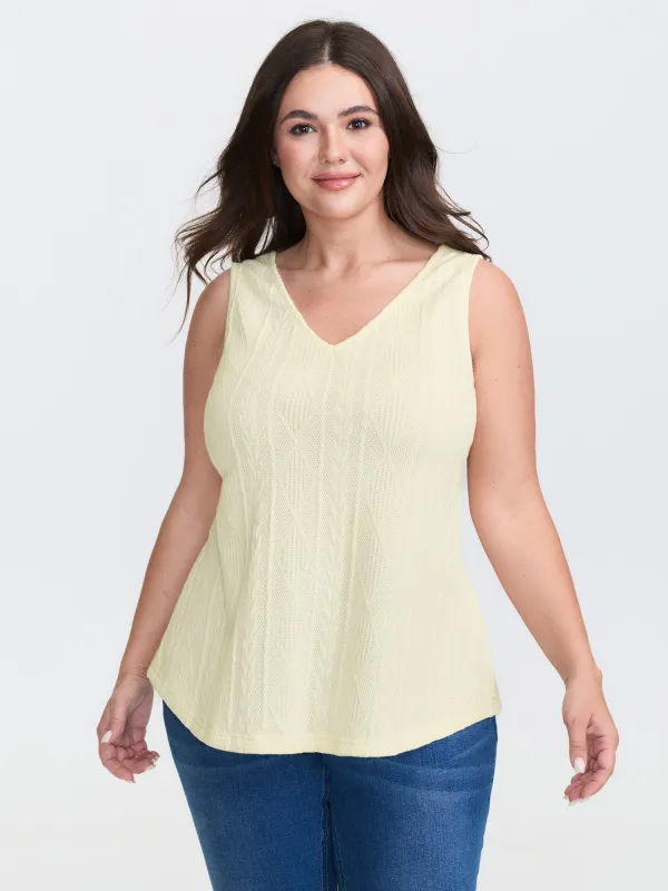 Twisted Textured V-Neck Tank Top sold by Bloomchic