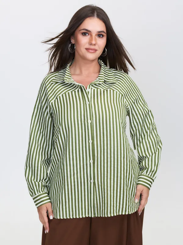 Breezy Stripe Button-Down Shirt sold by Bloomchic