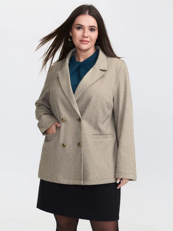 Herringbone Pockets Double Button Blazer sold by Bloomchic