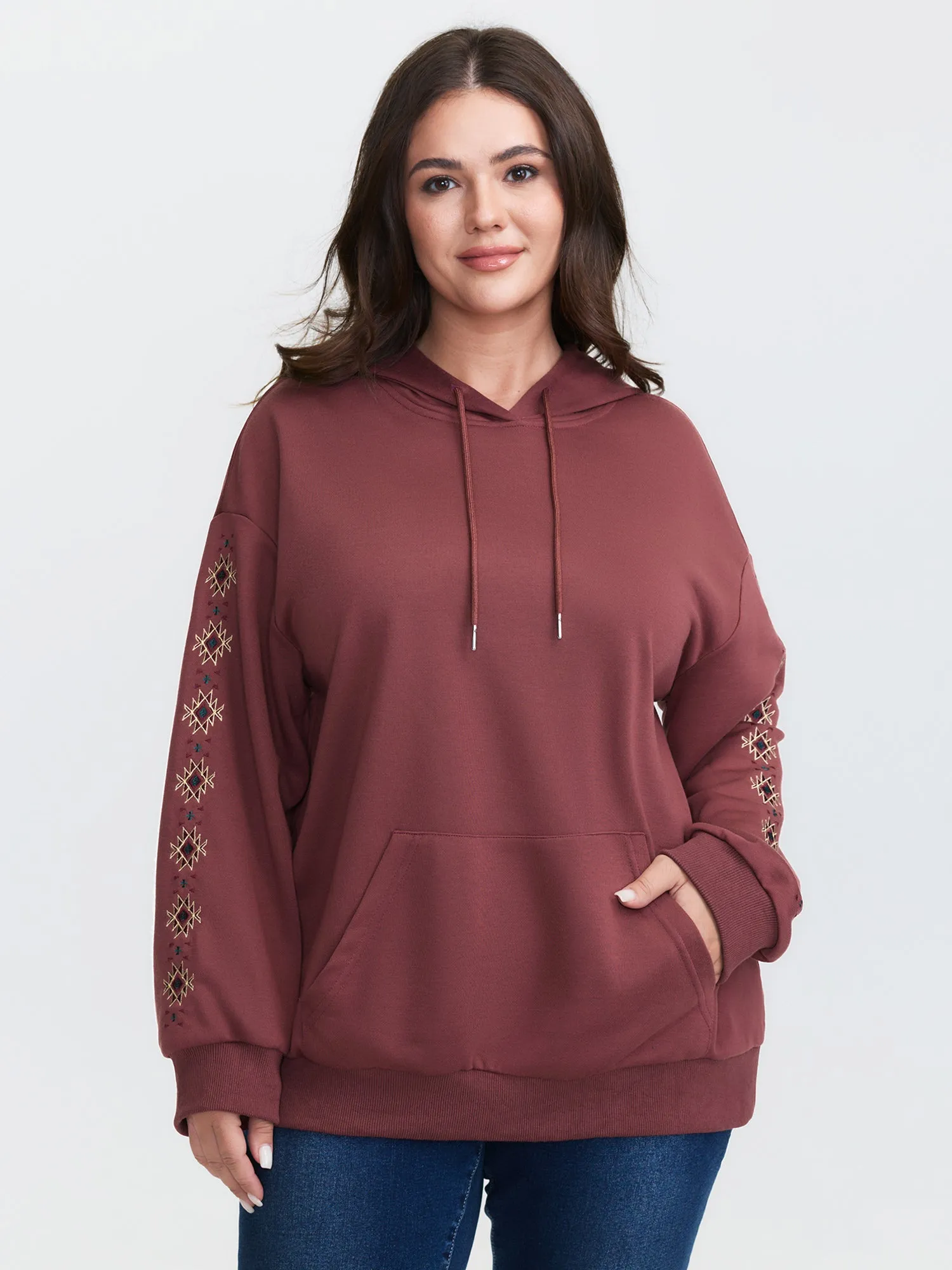 Embroidered Sleeve Pockets Hoodie sold by Bloomchic product image thumbnail 4