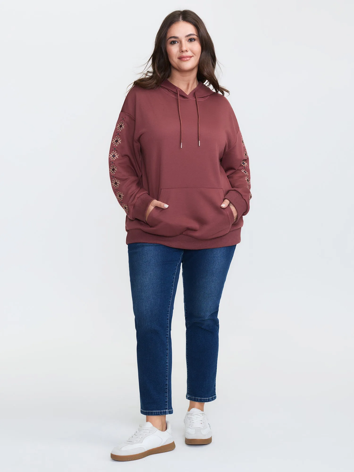Embroidered Sleeve Pockets Hoodie sold by Bloomchic product image thumbnail 3
