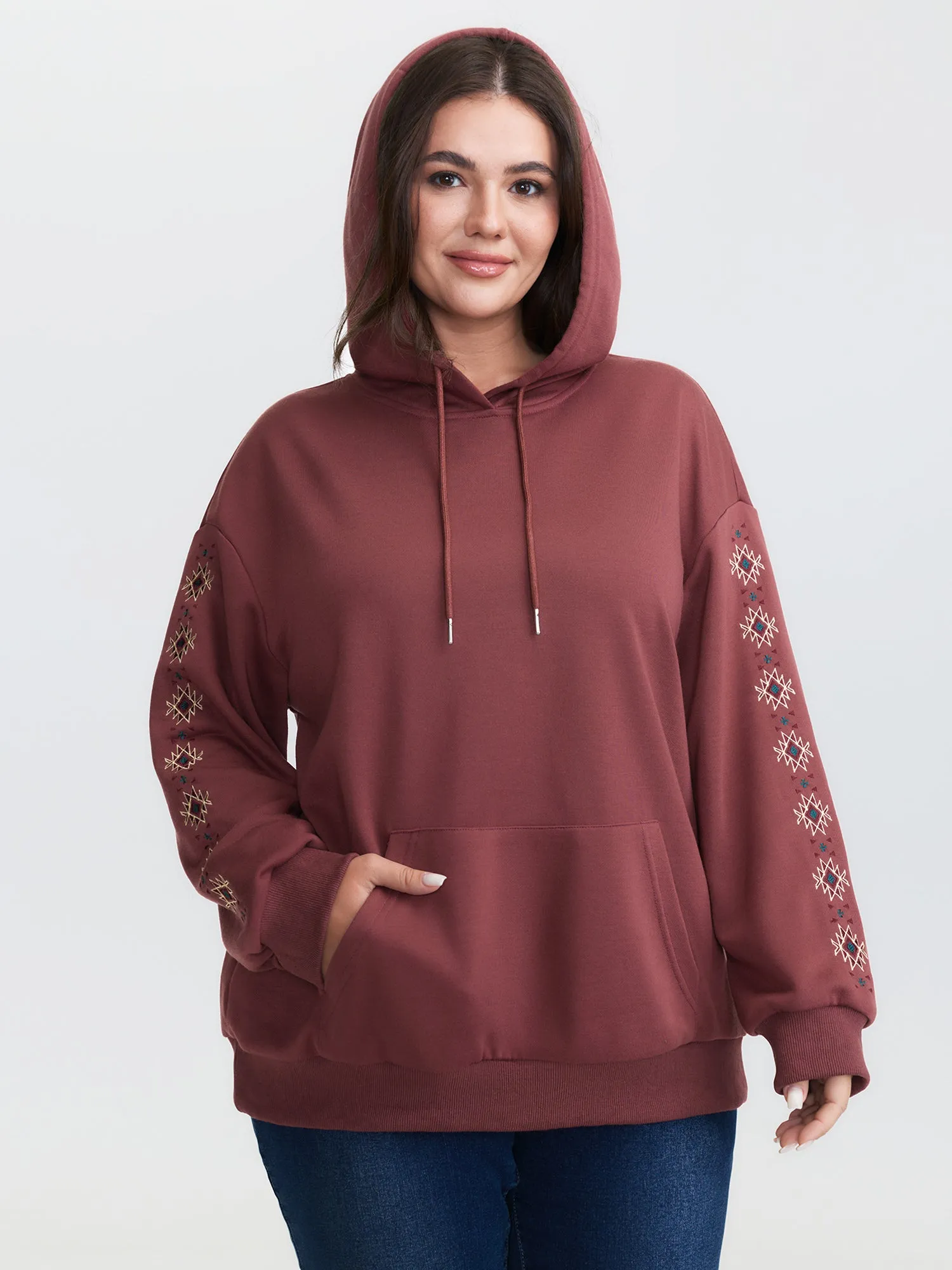 Embroidered Sleeve Pockets Hoodie sold by Bloomchic product image thumbnail 2