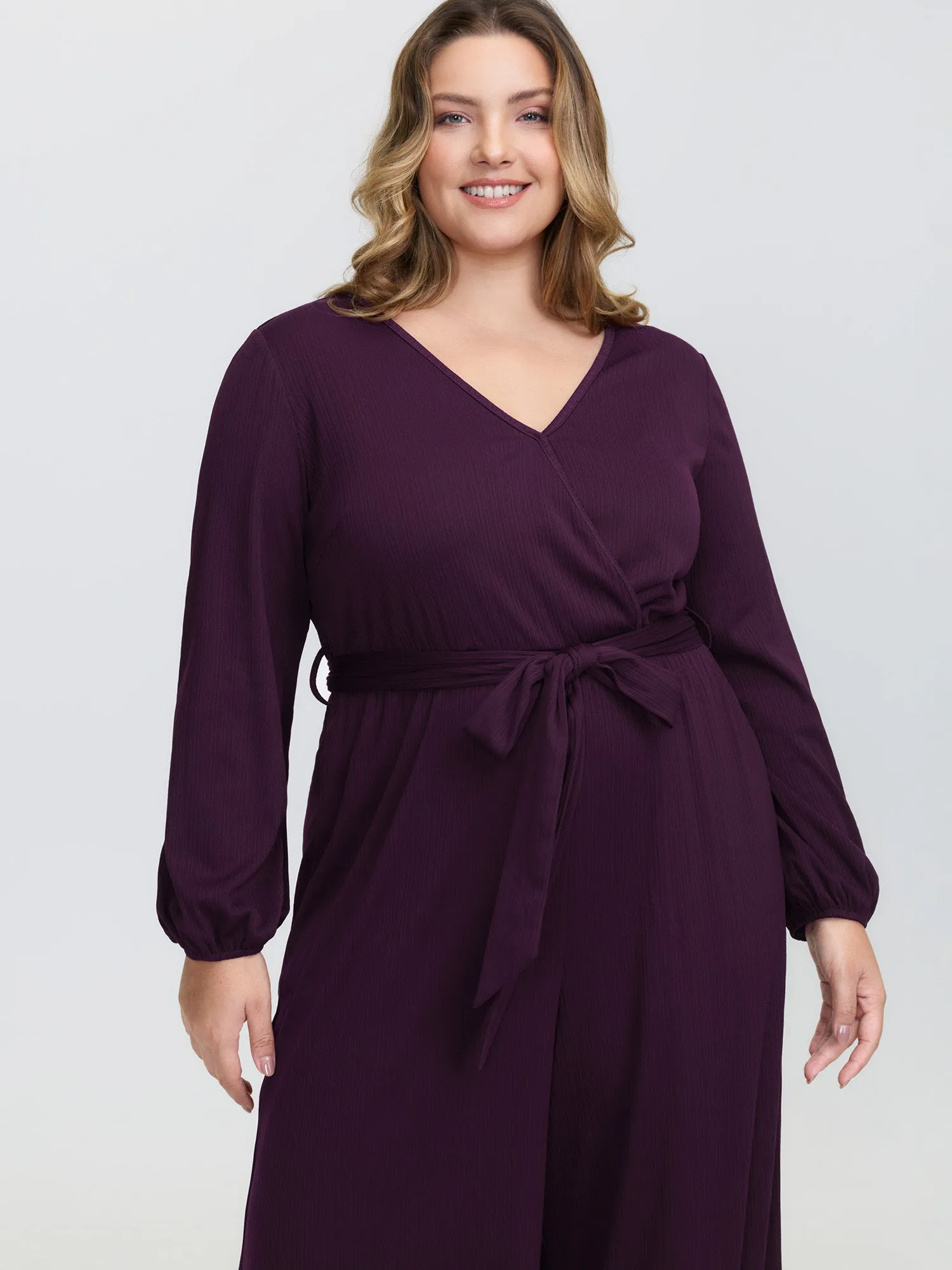 Stretchy Wrap Neckline Adjustable Belt Jumpsuit sold by Bloomchic product image thumbnail 2