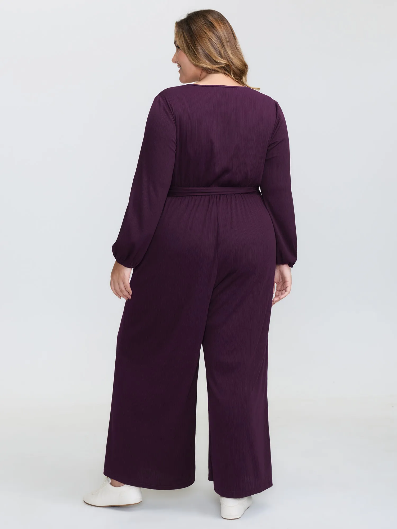 Stretchy Wrap Neckline Adjustable Belt Jumpsuit sold by Bloomchic product image thumbnail 5