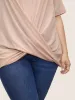 Plain Crew Neck Twist Front Gathered T-shirt sold by Bloomchic