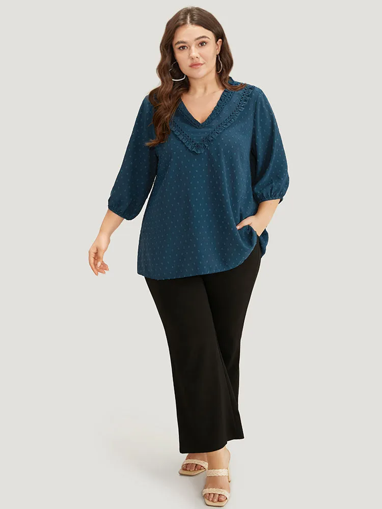 Polka Dot Frill Trim Lantern Sleeve Blouse sold by Bloomchic product image thumbnail 3