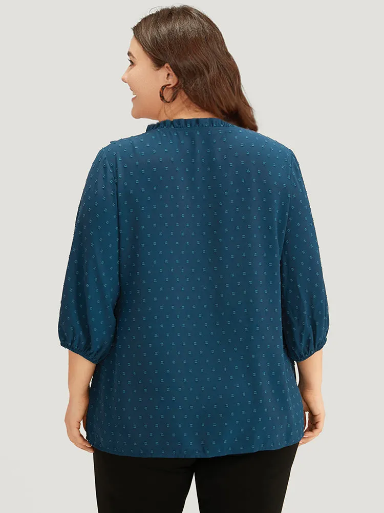 Polka Dot Frill Trim Lantern Sleeve Blouse sold by Bloomchic product image thumbnail 4