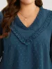 Polka Dot Frill Trim Lantern Sleeve Blouse sold by Bloomchic