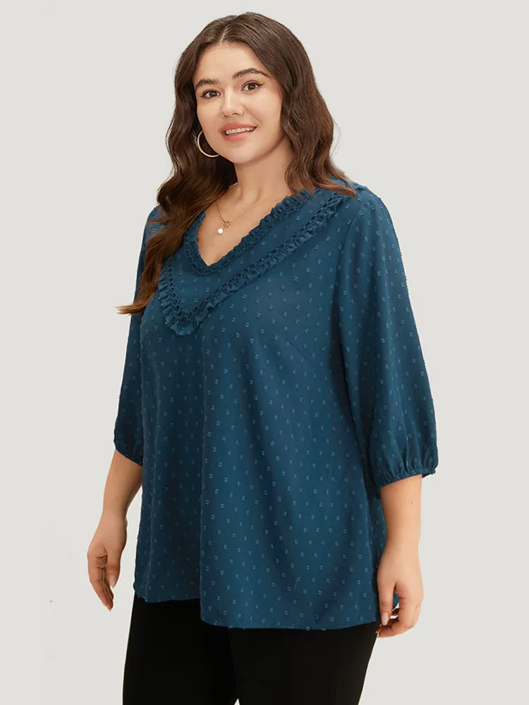 Polka Dot Frill Trim Lantern Sleeve Blouse sold by Bloomchic product image thumbnail 2