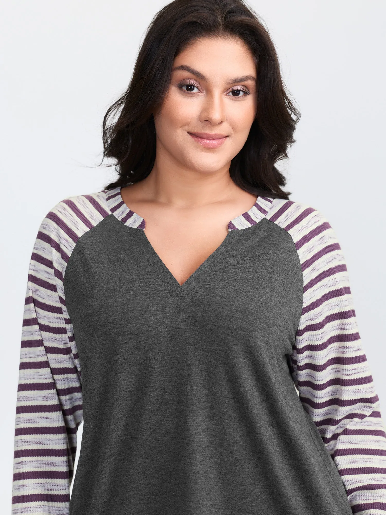 Stripe Raglan Sleeve Round Neck T-Shirt sold by Bloomchic product image thumbnail 3
