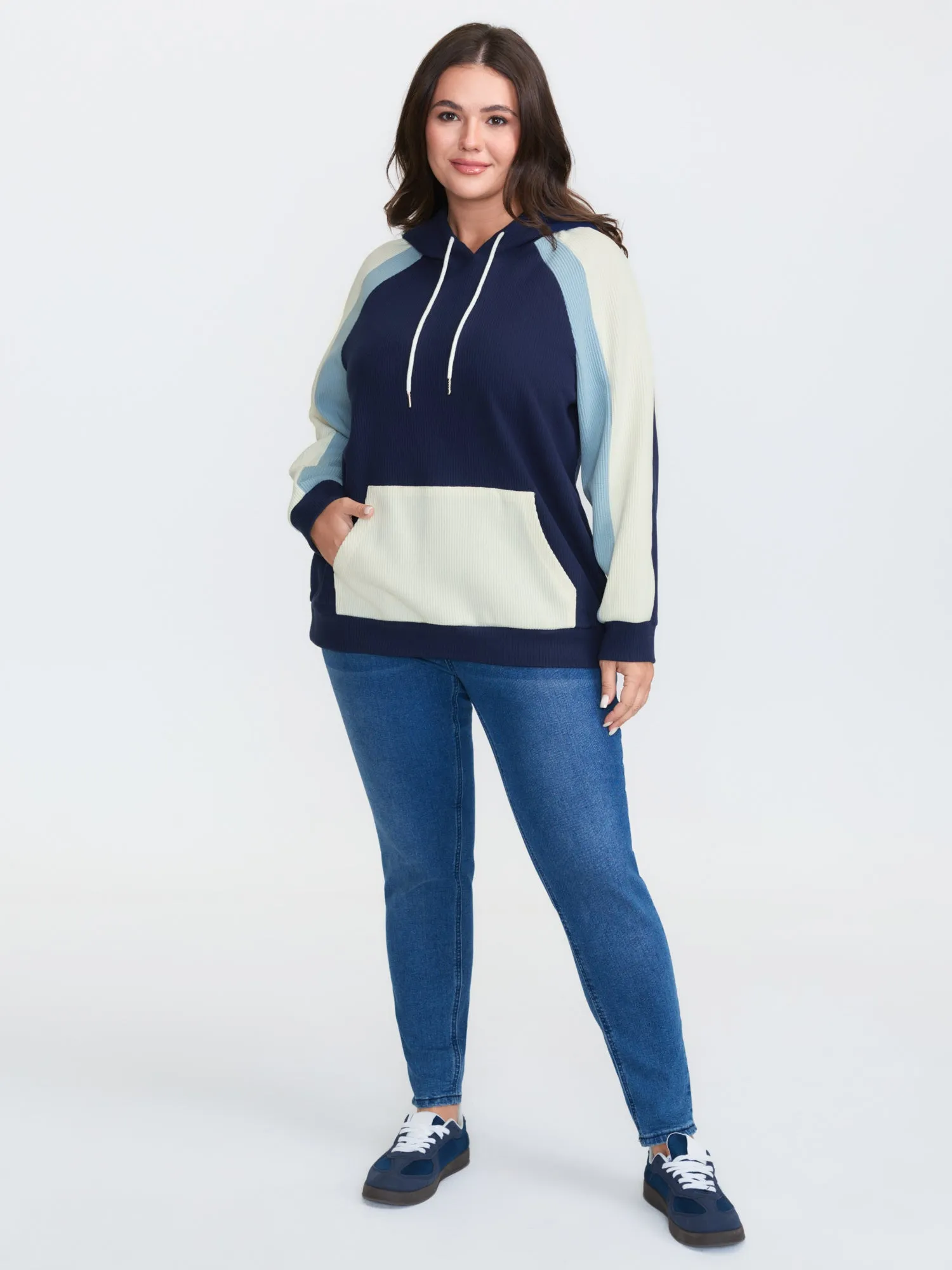 Colorblock Cozy Raglan Sleeve Hoodie sold by Bloomchic product image thumbnail 3