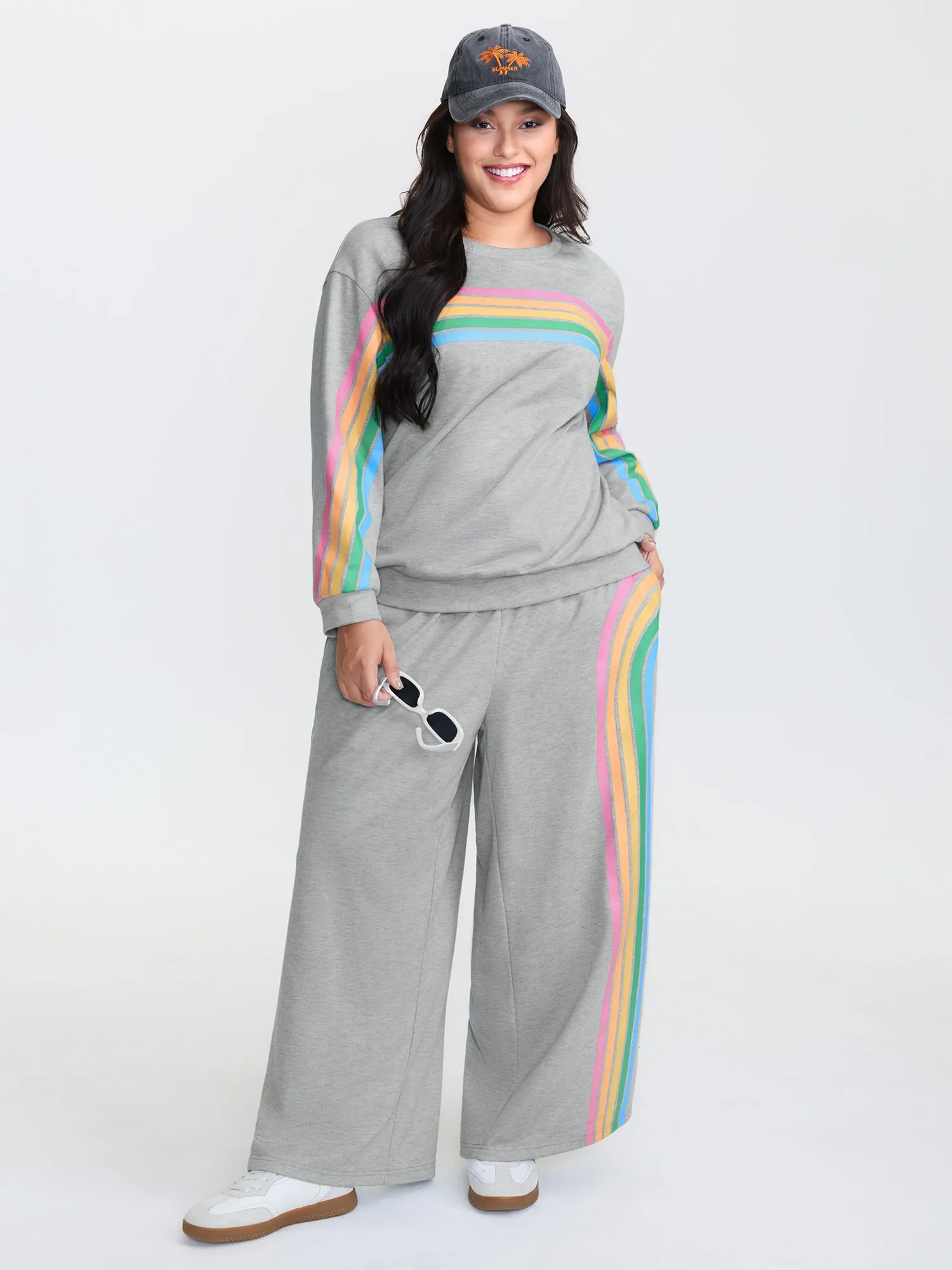 Soft Rainbow Print Round Neck Sweatshirt sold by Bloomchic product image thumbnail 2