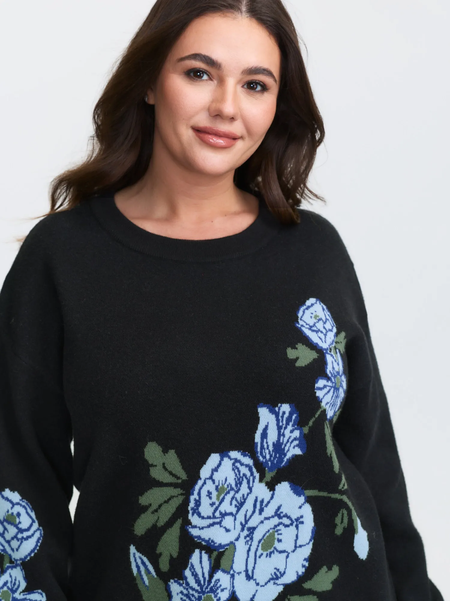 Rosy Jacquard Drop Shoulder Pullover sold by Bloomchic product image thumbnail 2