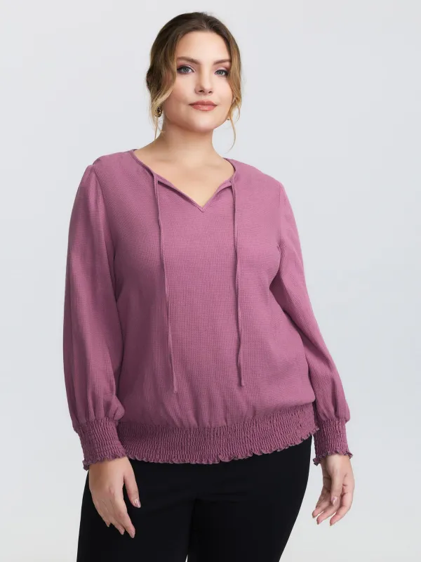 Pure Cotton Textured Shirred Blouse sold by Bloomchic