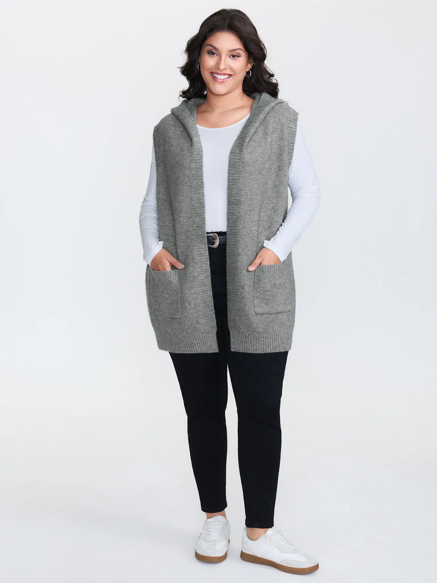 Textured Hooded Pocketed Cardigan sold by Bloomchic product image thumbnail 3
