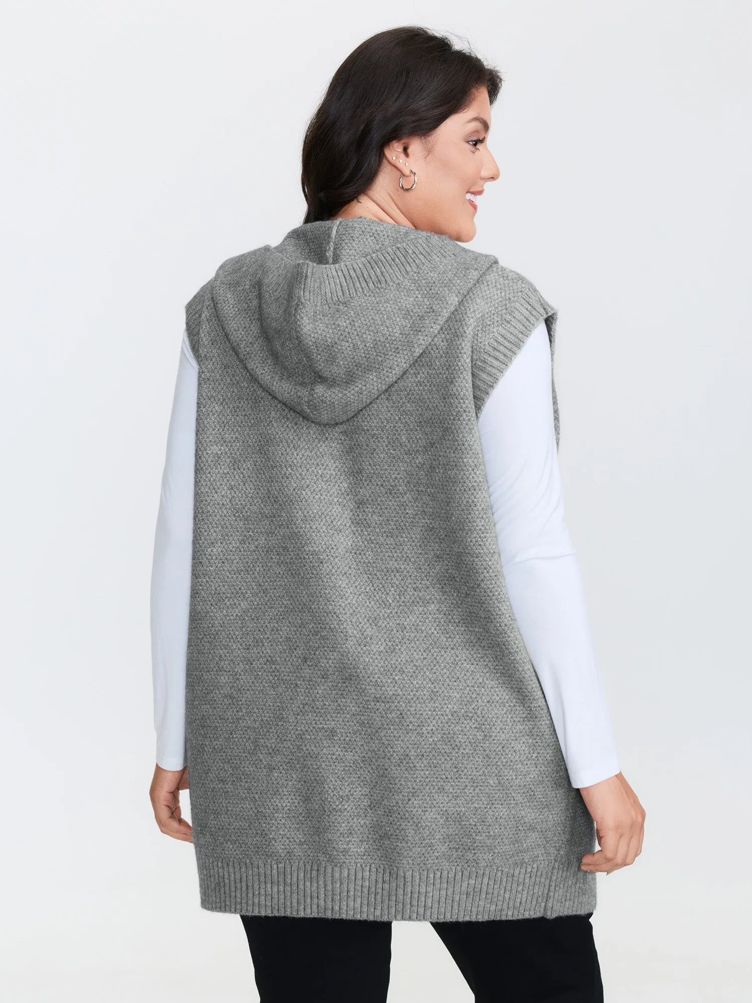 Textured Hooded Pocketed Cardigan sold by Bloomchic product image thumbnail 4