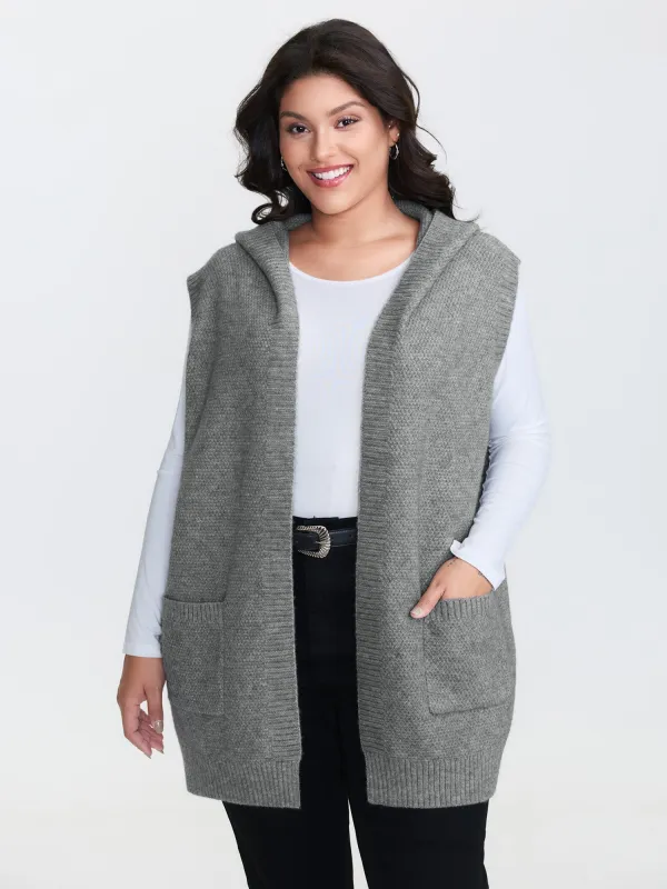 Textured Hooded Pocketed Cardigan sold by Bloomchic