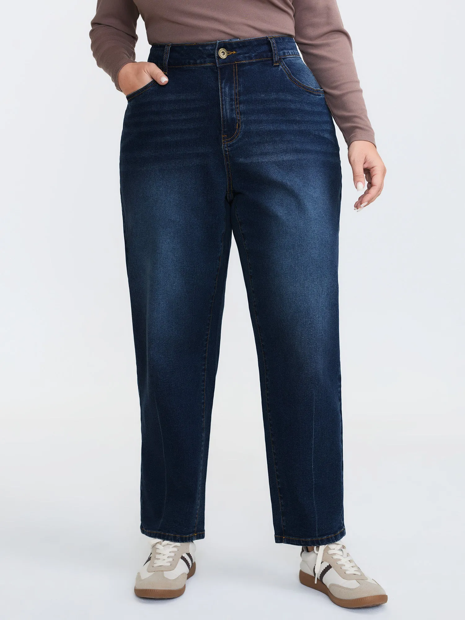 Stretchy Mid-Rise Boyfriend Jeans sold by Bloomchic