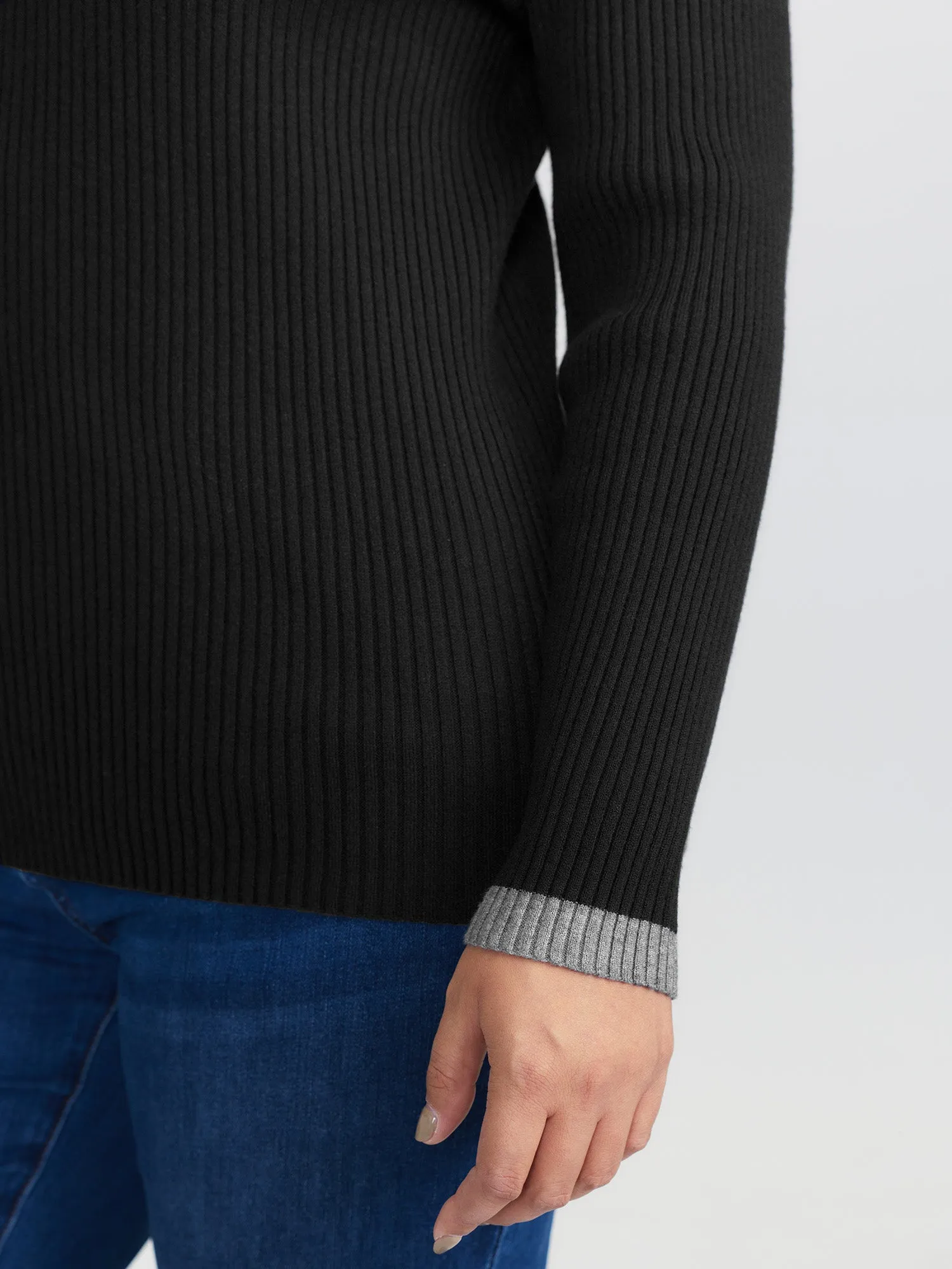 Polo Neck Contrast Metal Buttons Pullover sold by Bloomchic product image thumbnail 5