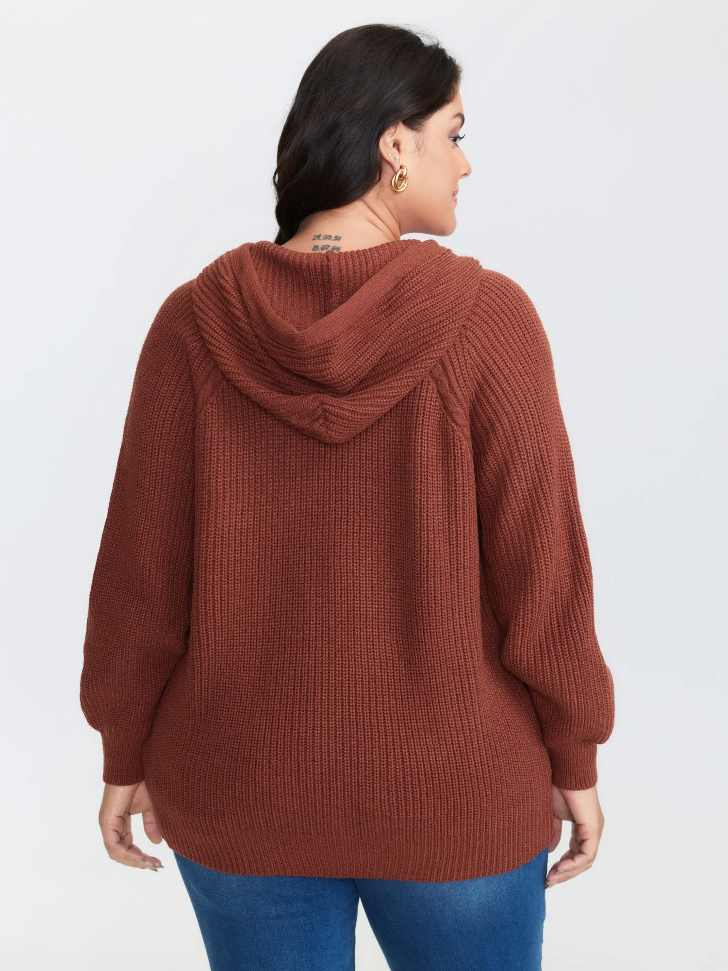 Cableknit Raglan Sleeve Hooded Pullover sold by Bloomchic product image thumbnail 4