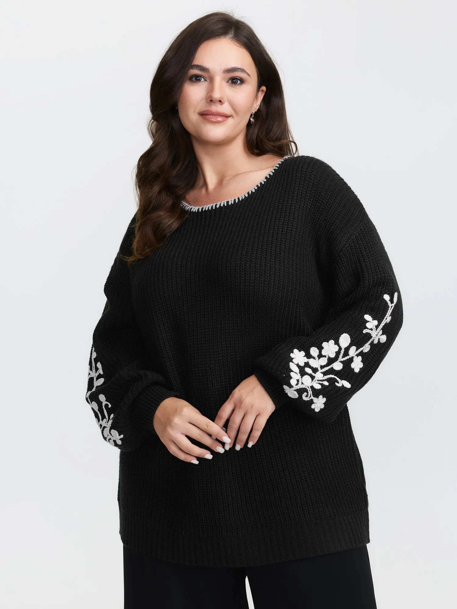 Floral Embroidered Texture Pullover sold by Bloomchic product image thumbnail 2