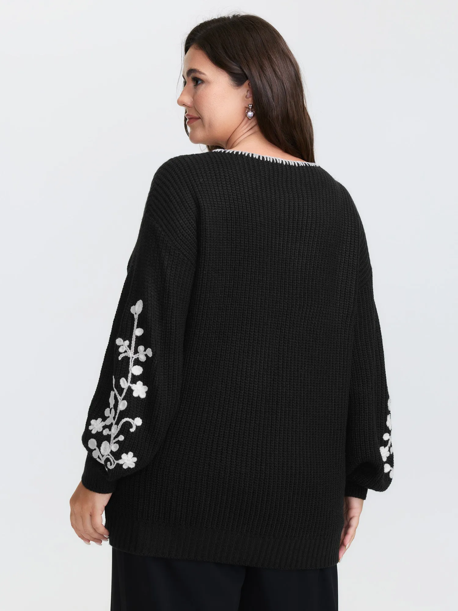 Floral Embroidered Texture Pullover sold by Bloomchic product image thumbnail 4