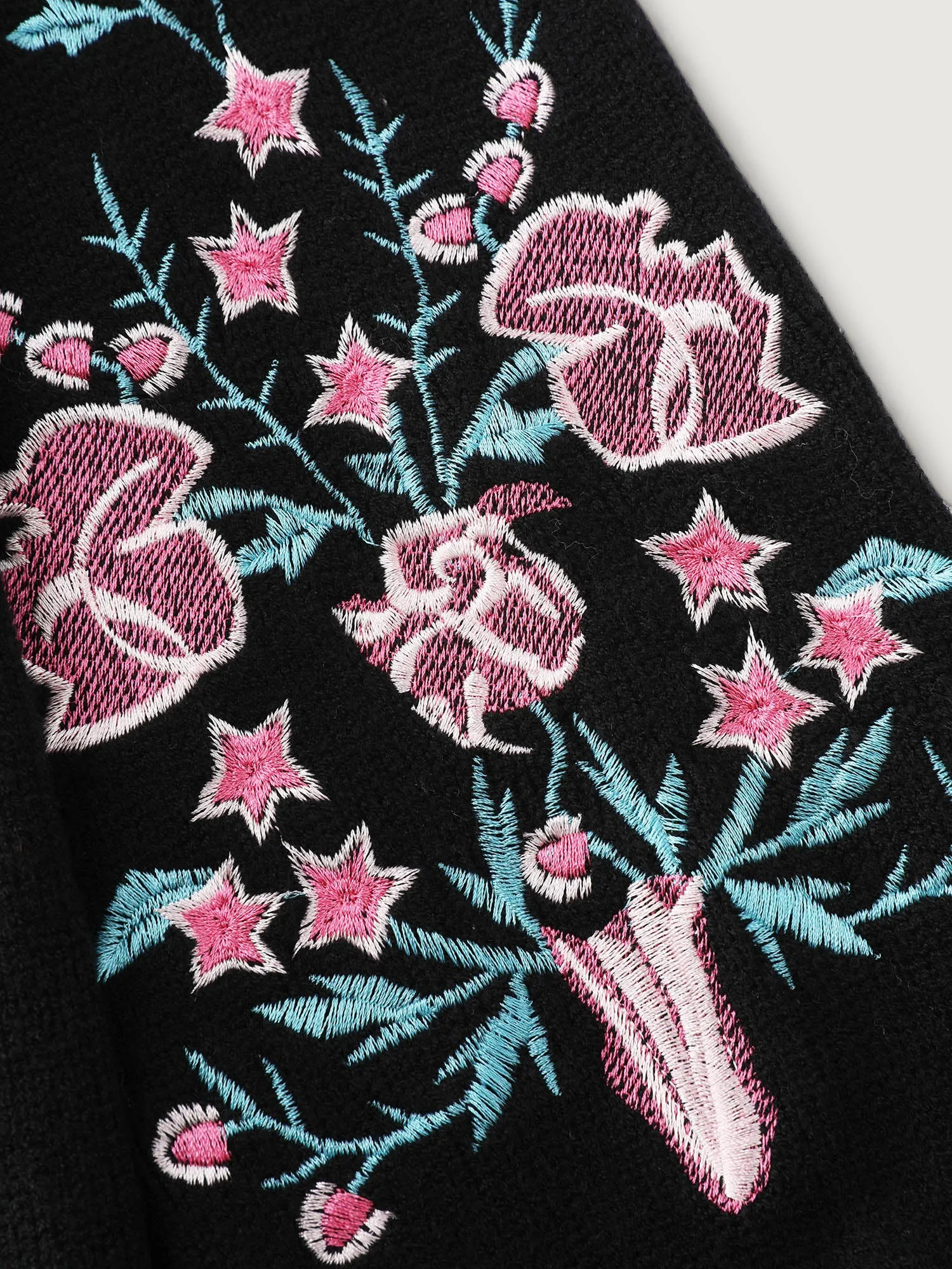 Embroidered Sleeve Contrast Trim Pullover sold by Bloomchic product image thumbnail 5