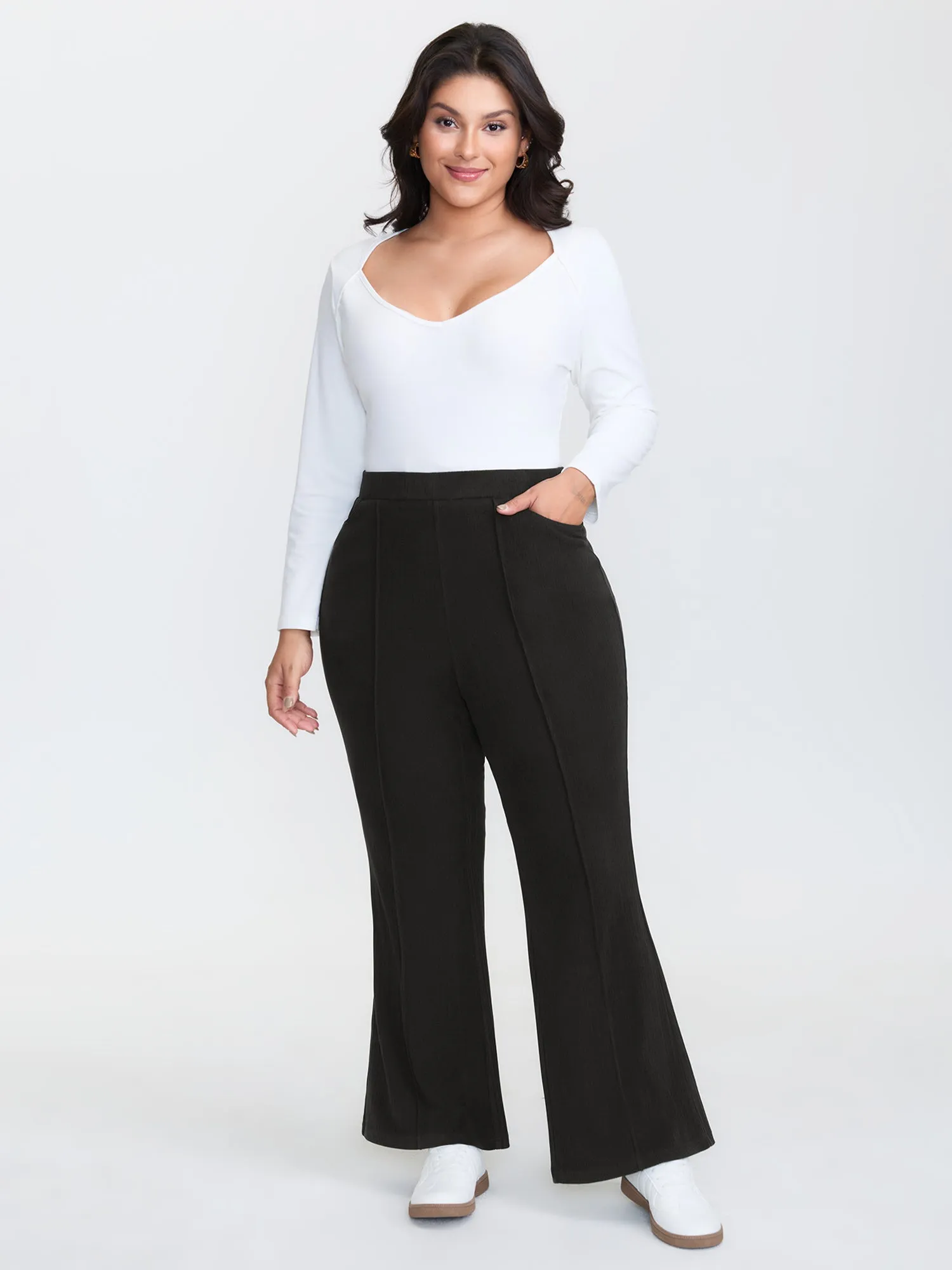 Stretchy Pockets Mid Rise Bootcut Pants sold by Bloomchic product image thumbnail 2