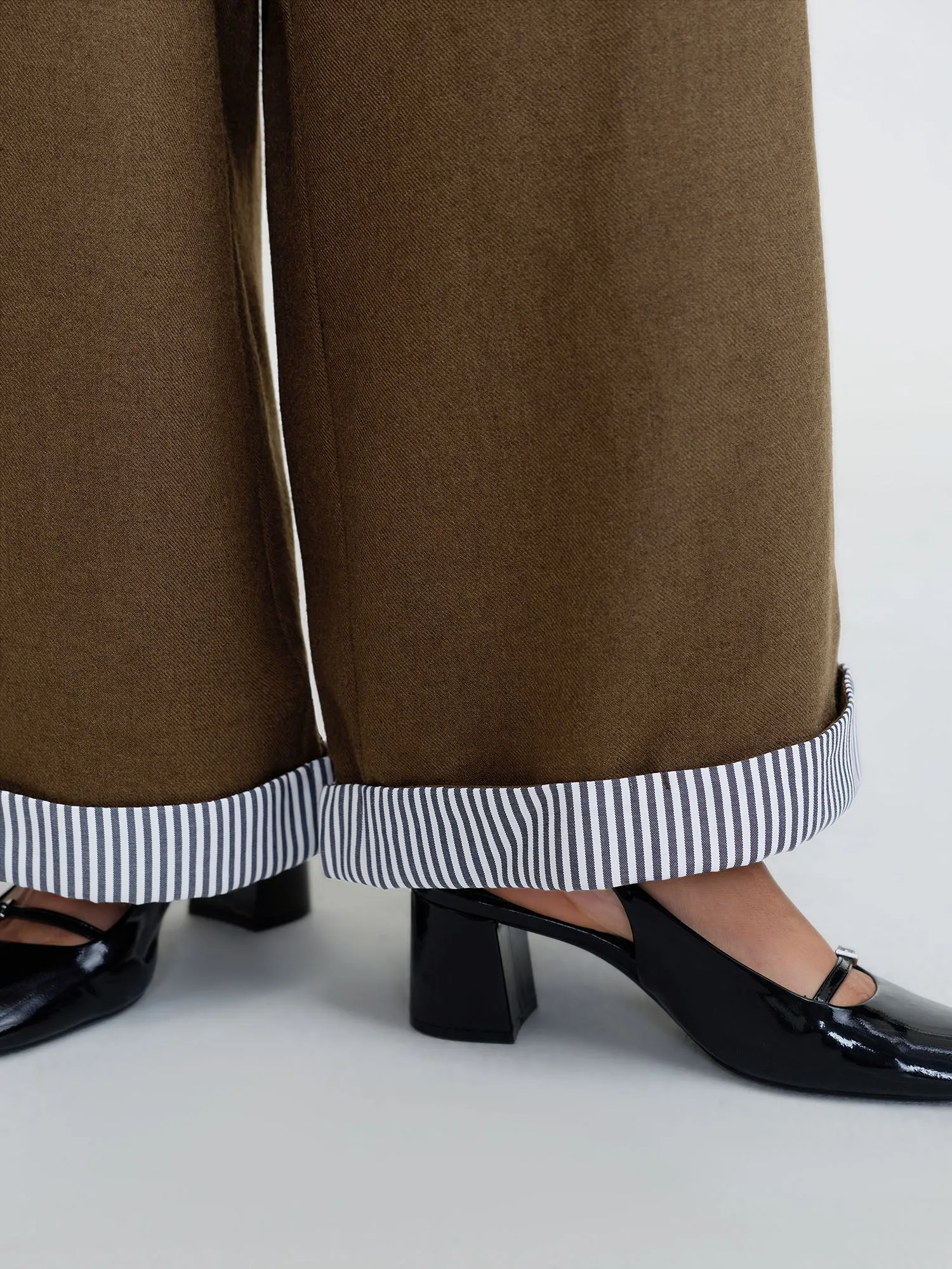 Striped Color-Blocked Hem Pants sold by Bloomchic product image thumbnail 4