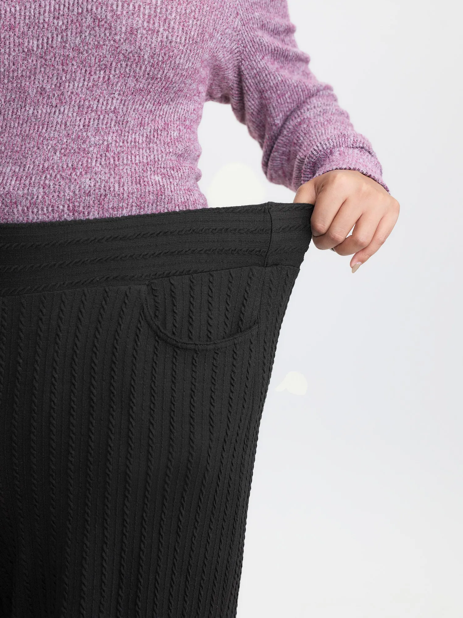 Stretchy Cable Knit Wide Leg Pants sold by Bloomchic product image thumbnail 3