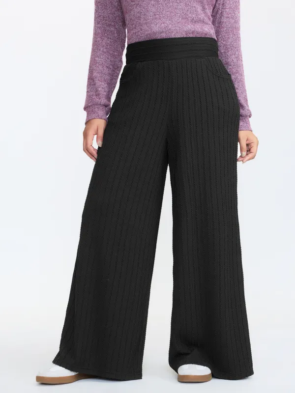 Stretchy Cable Knit Wide Leg Pants sold by Bloomchic