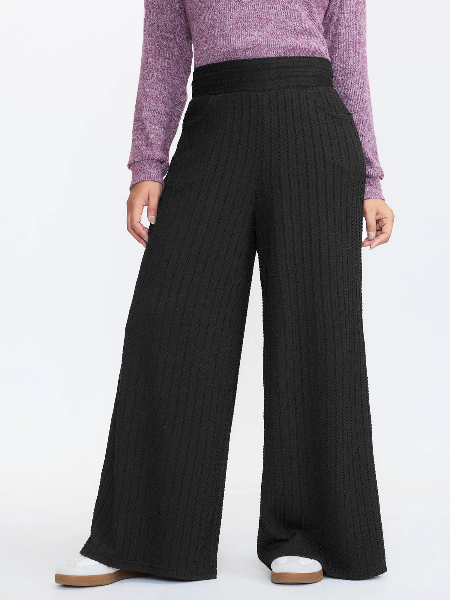 Stretchy Cable Knit Wide Leg Pants sold by Bloomchic