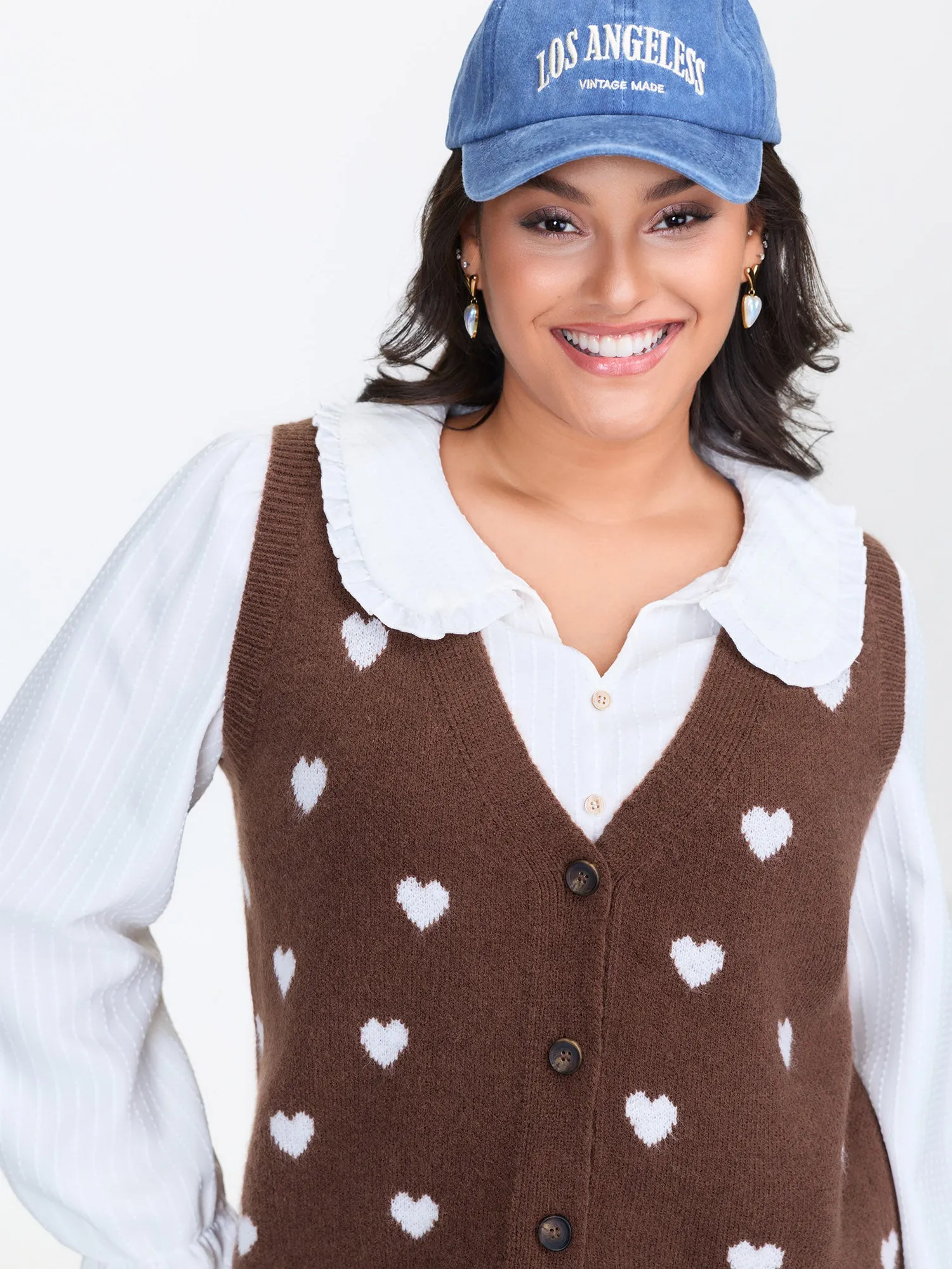Heart Print Button Front Cardigan Vest sold by Bloomchic product image thumbnail 3
