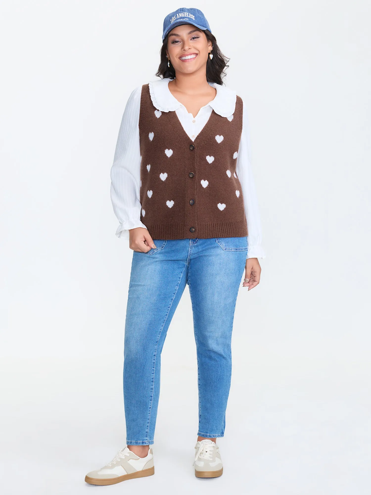 Heart Print Button Front Cardigan Vest sold by Bloomchic product image thumbnail 2
