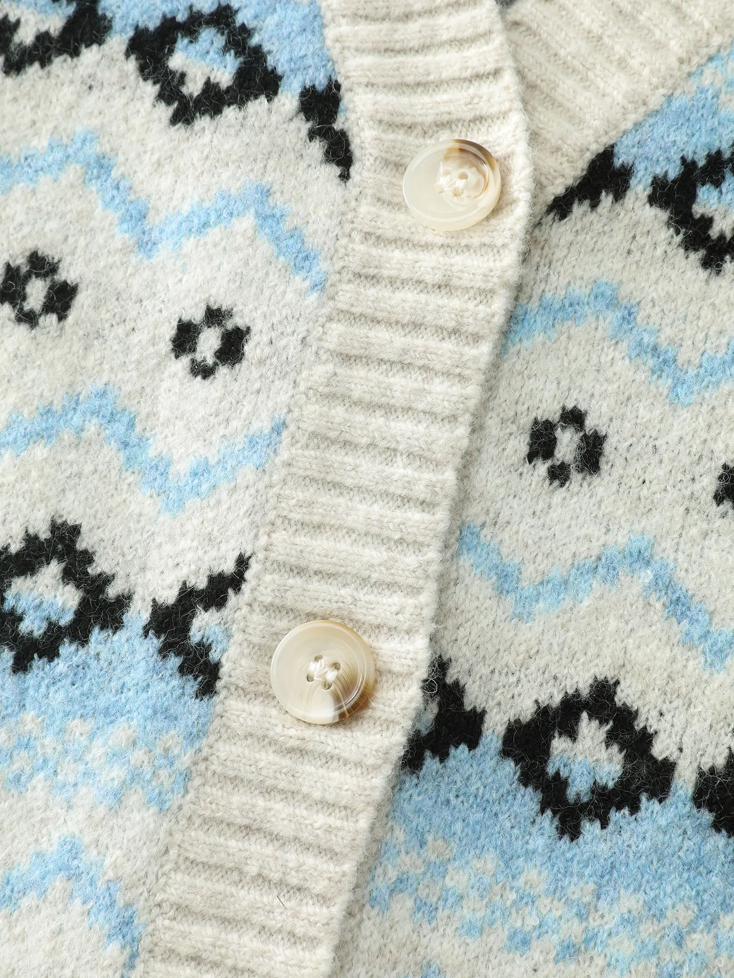 V-Neck Geometric Pattern Button Front Cardigan sold by Bloomchic product image thumbnail 5